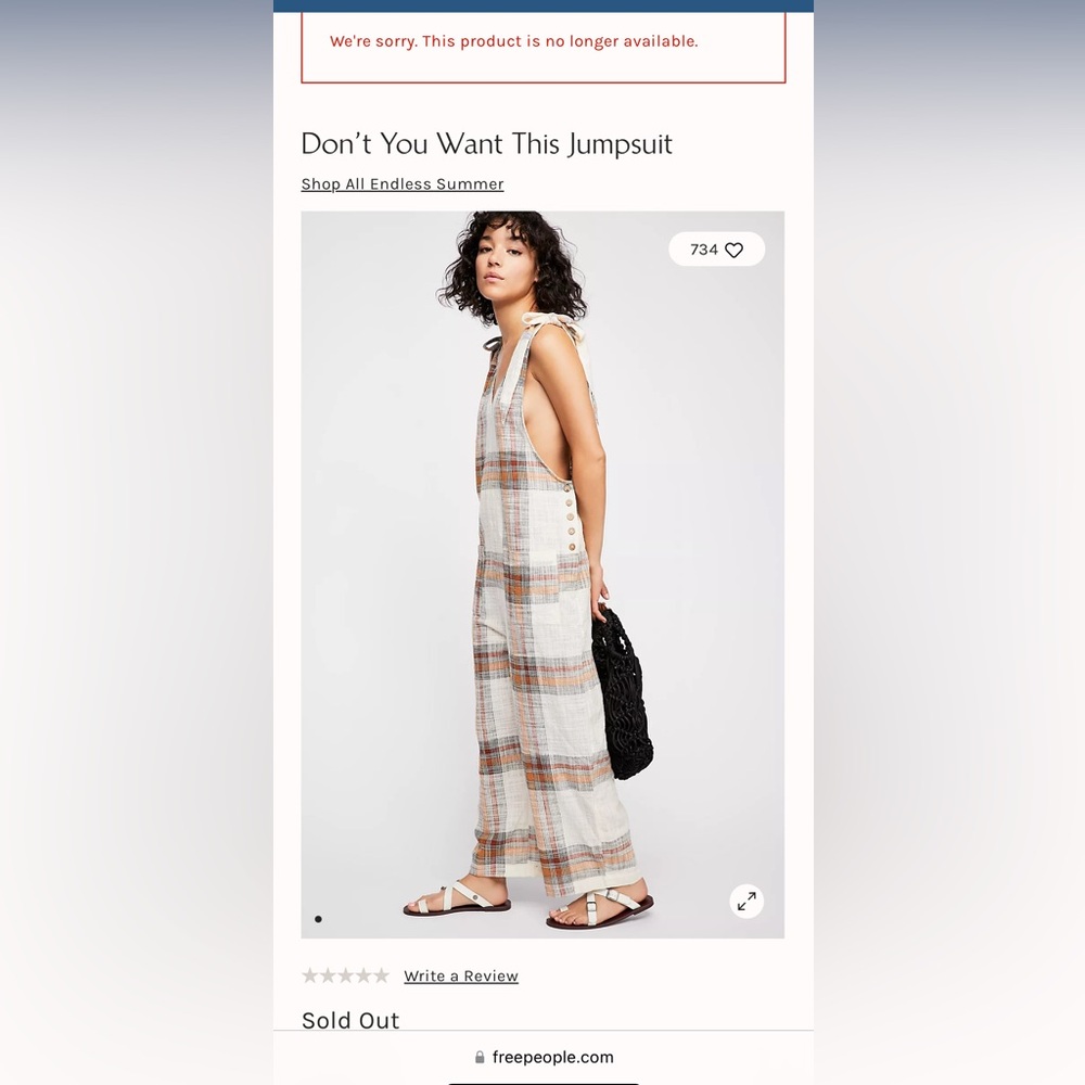 Free People Don’t You Want This Plaid Jumpsuit in Ivory